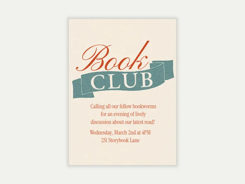 Book Club Badge Invitation free template design