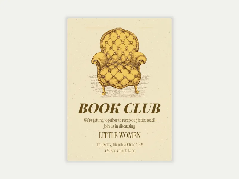 Book Club Chair Invitation free template design