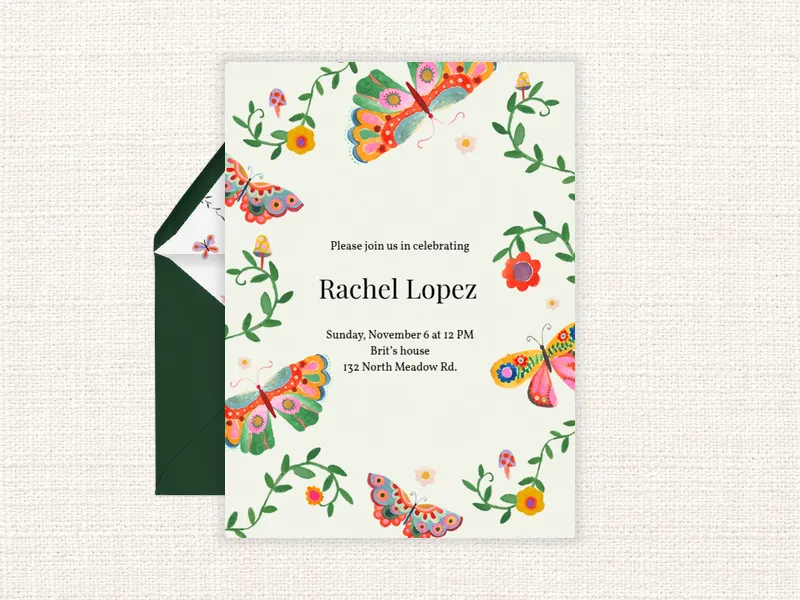 Botanical Butterflies Invitation premium template design