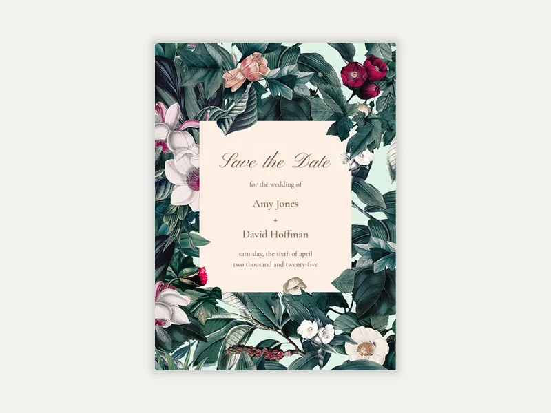 Botanical Etching - Save the Date free template design