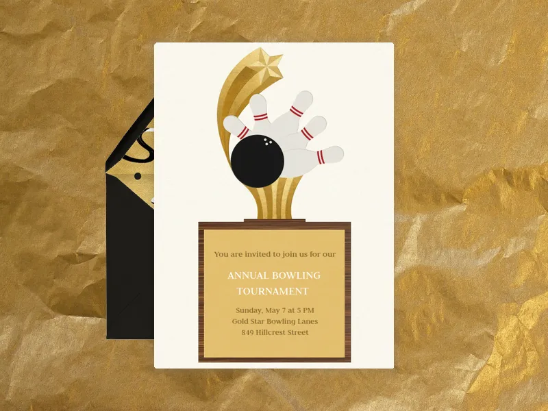 Bowling Trophy Invitation premium template design