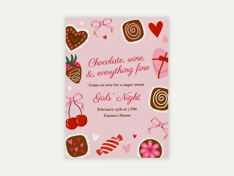 Box of Chocolates Invitation free template design