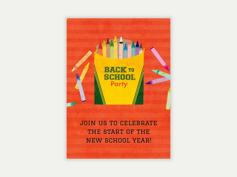 Box of Crayons Invitation free template design