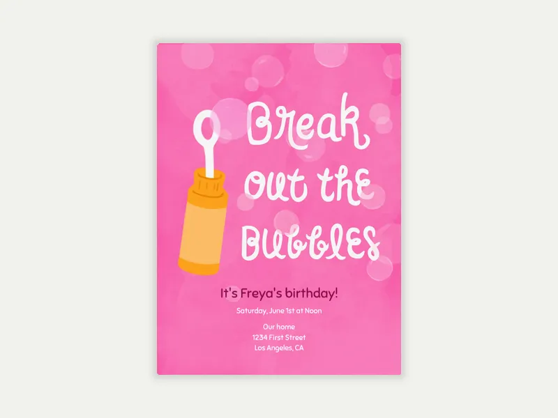 Bubble Pink Invitation free template design