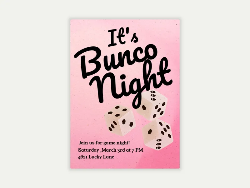 Pink Bunco Night - greek_life - Invitation