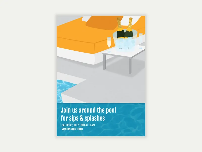Cabana Pool Party Invitation free template design