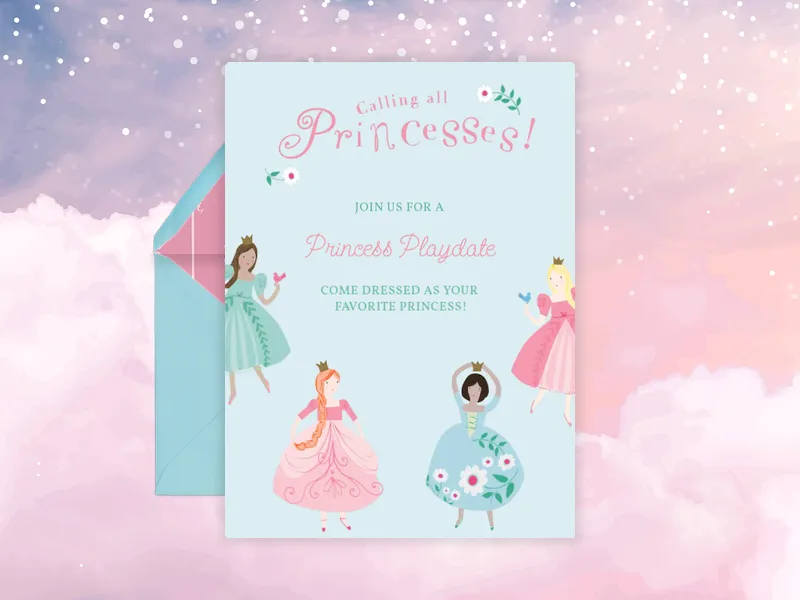 Calling All Princesses Invitation premium template design