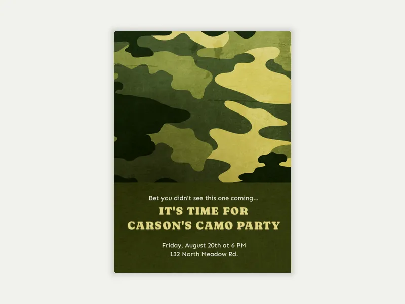 Camo Party Invitation free template design