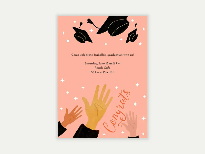 Cap Toss Graduation Invitation free template design