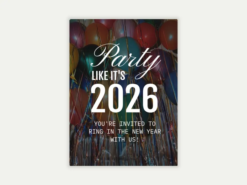 Ceiling Balloons New Year Invitation free template design