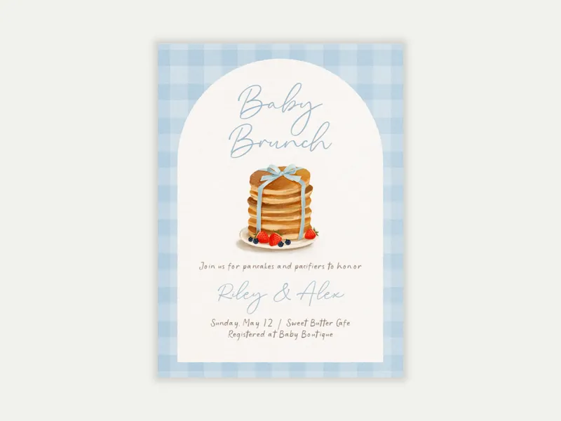 Gingham Brunch Invitation free template design