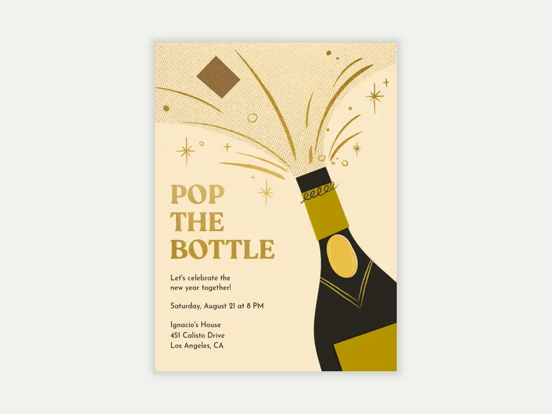 Champagne Pop Invitation free template design