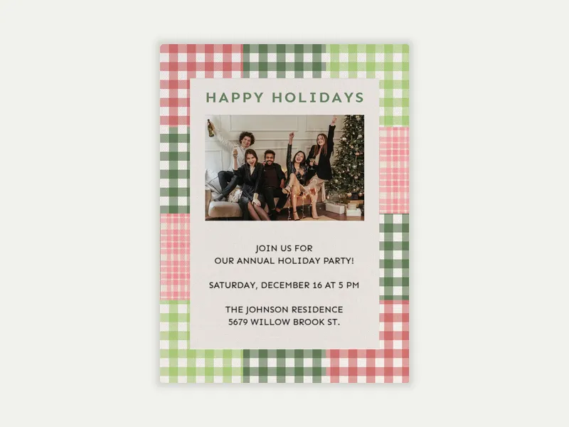 Cheerful Gingham (Photo) Invitation free template design