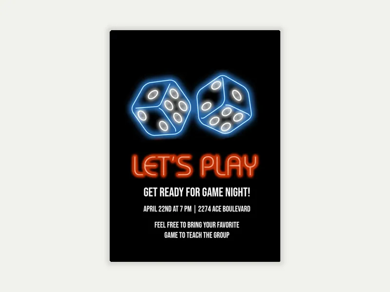 Bunco Neon Dice - joint_bach_party - Invitation