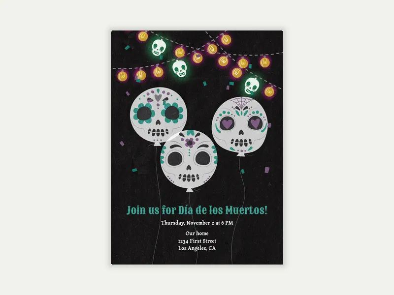 Neon Skull Party Invitation free template design