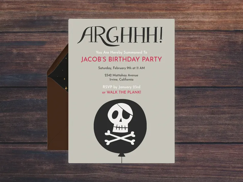 Pirate Party Invitation premium template design