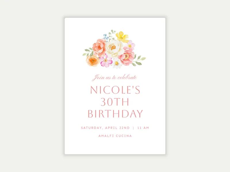 Brilliant Bouquet - birthday_milestones - Invitation