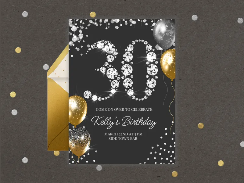 Rhinestone Shimmer - 30th_birthday - Invitation