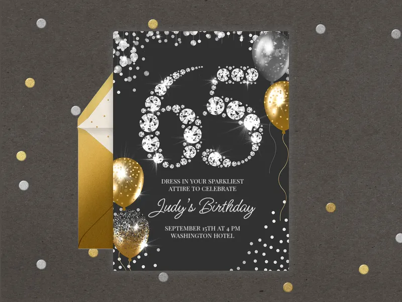 Rhinestone Shimmer - 65th_birthday - Invitation