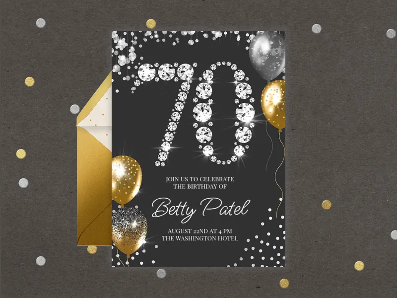 Rhinestone Shimmer - 70th_birthday - Invitation