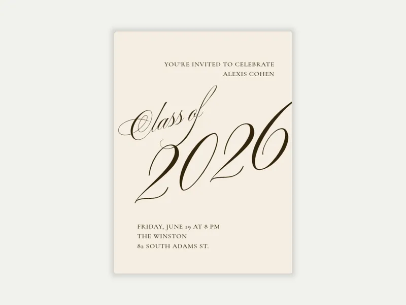 Cursive Numbers Invitation free template design