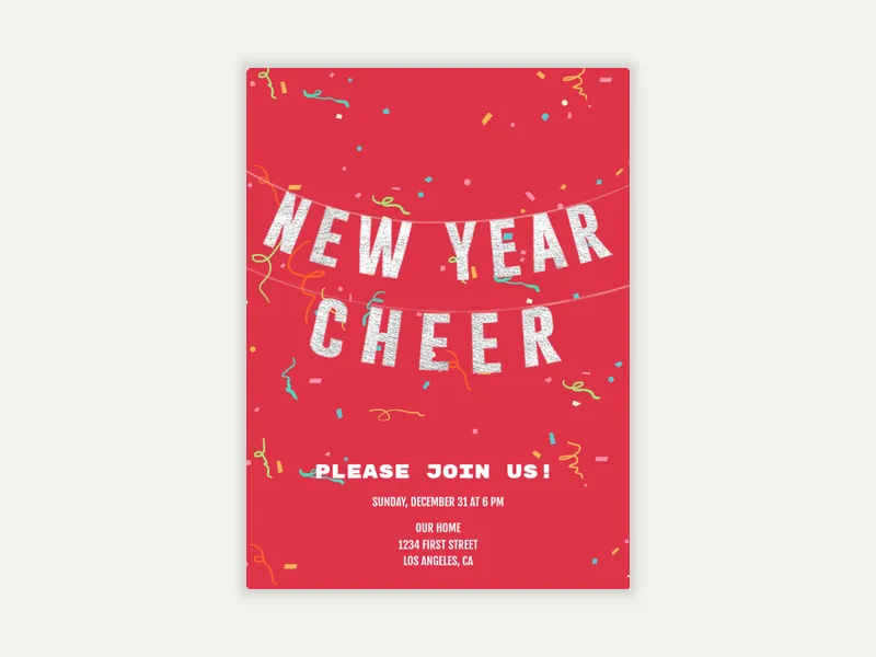 New Year Cheer Banner Invitation free template design