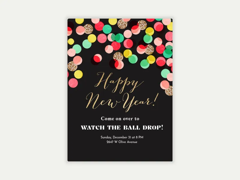 New Year Confetti Invitation free template design