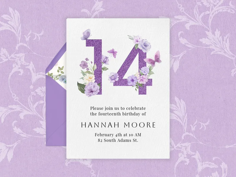 Mystical Blooms Birthday - 14th_birthday - Invitation
