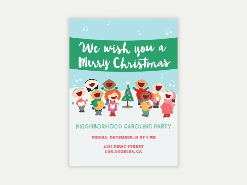 Christmas Carolers Invitation free template design