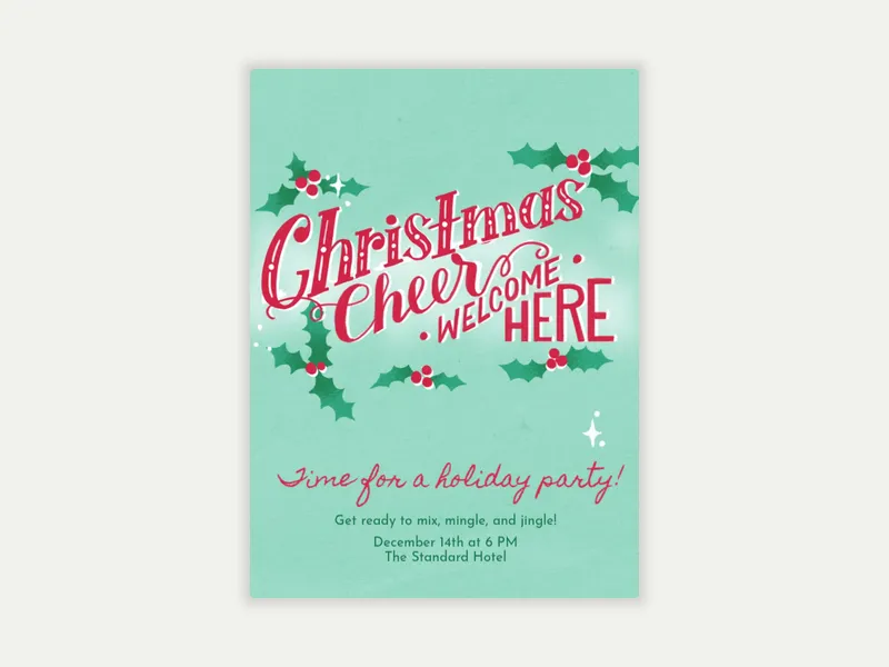 Christmas Cheer Welcome Here Invitation free template design