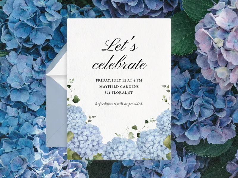 Hydrangea Bunches Invitation premium template design