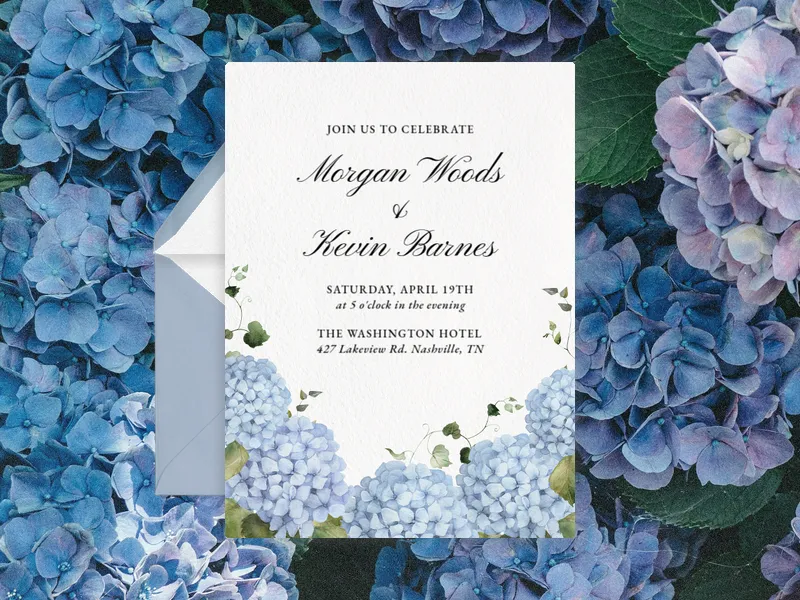 Hydrangea Bunches Invitation premium template design