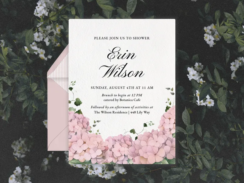 Hydrangea Bunches Invitation premium template design