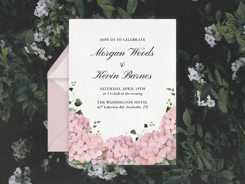 Hydrangea Bunches Invitation premium template design