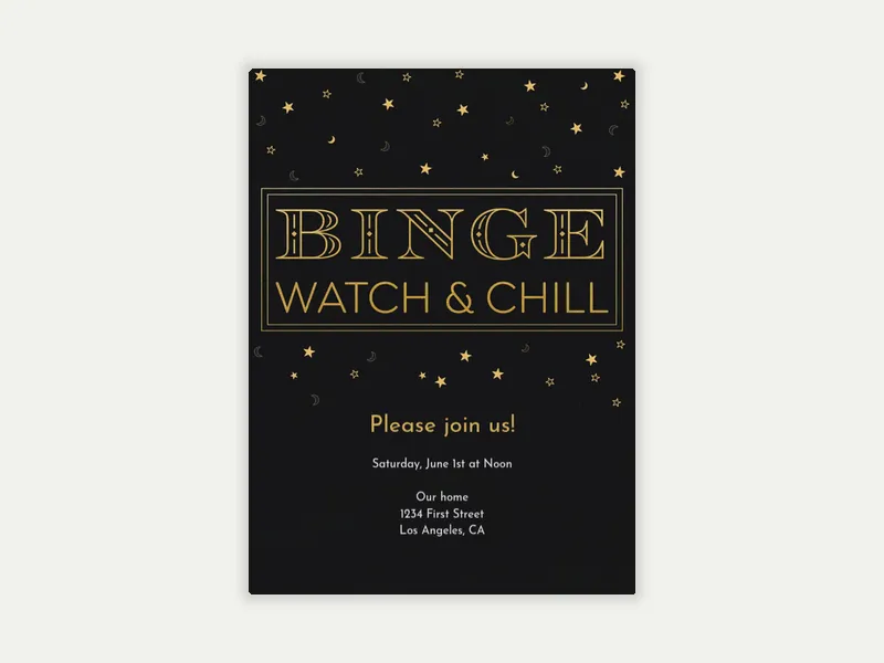 Binge Watch & Chill Invitation free template design