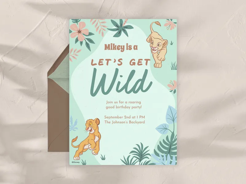 Disney’s the Lion King: Wild Cubs Invitation premium template design