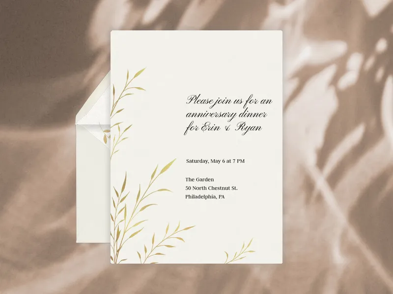 Simple Gold Leaves Invitation premium template design
