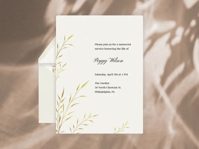 Simple Gold Leaves Invitation premium template design