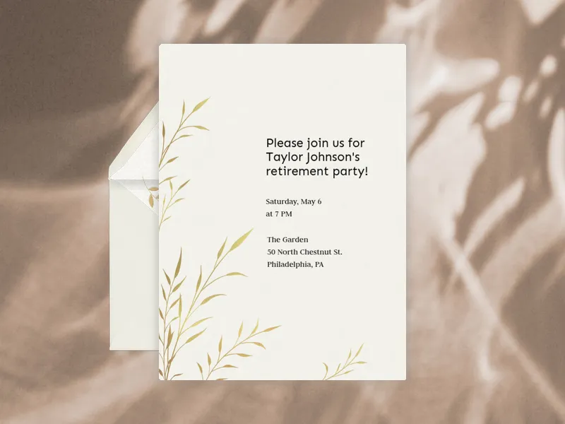 Simple Gold Leaves Invitation premium template design