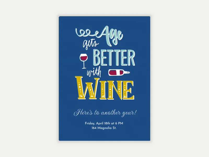 Age With Wine Invitation free template design