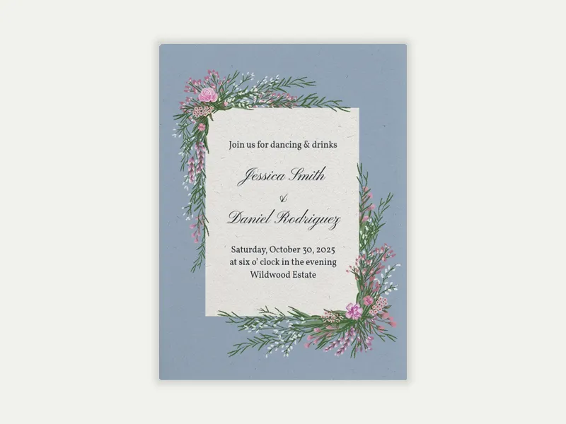 Antique Blue Bouquet - featured - Invitation