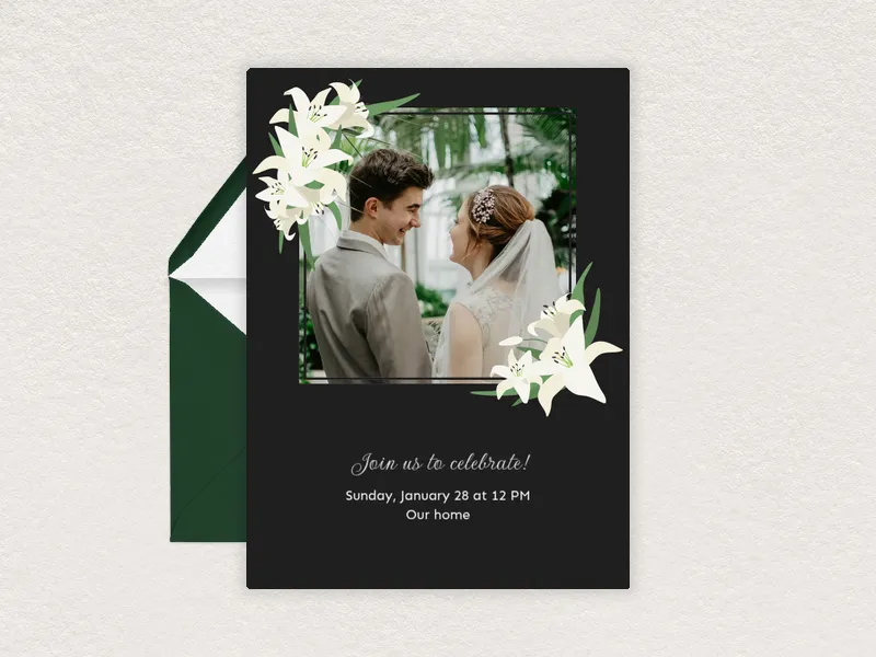 Lily Frame (Photo) Invitation premium template design