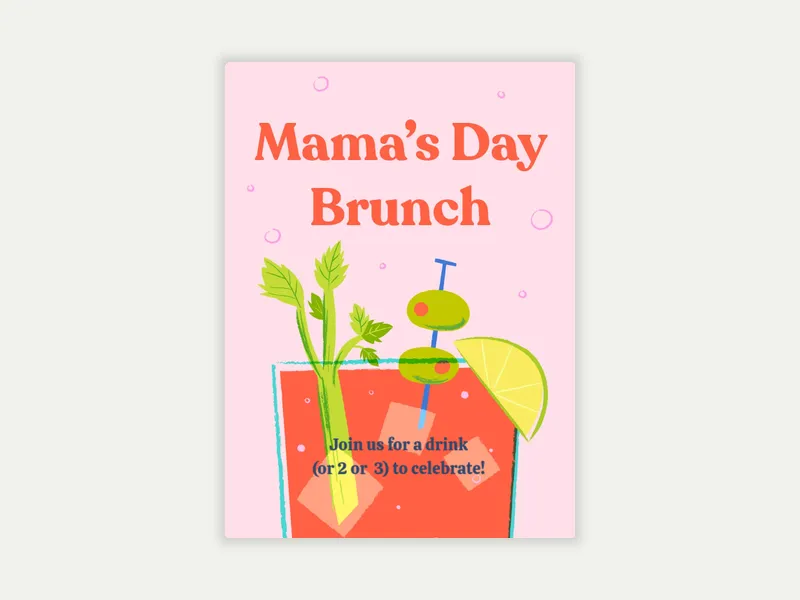 Mama's Day Bloody Mary Invitation free template design