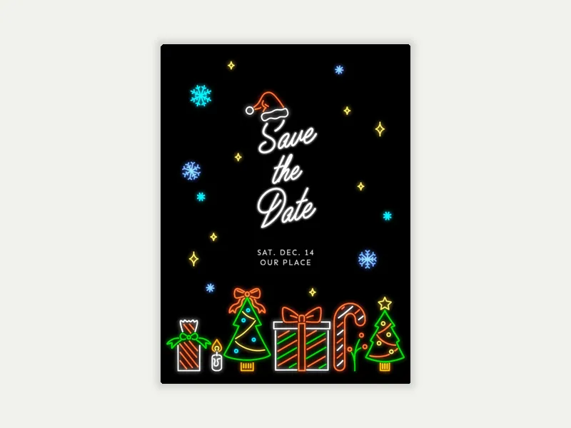 Christmas in Neon - Save the Date - holiday_save_the_date - Invitation