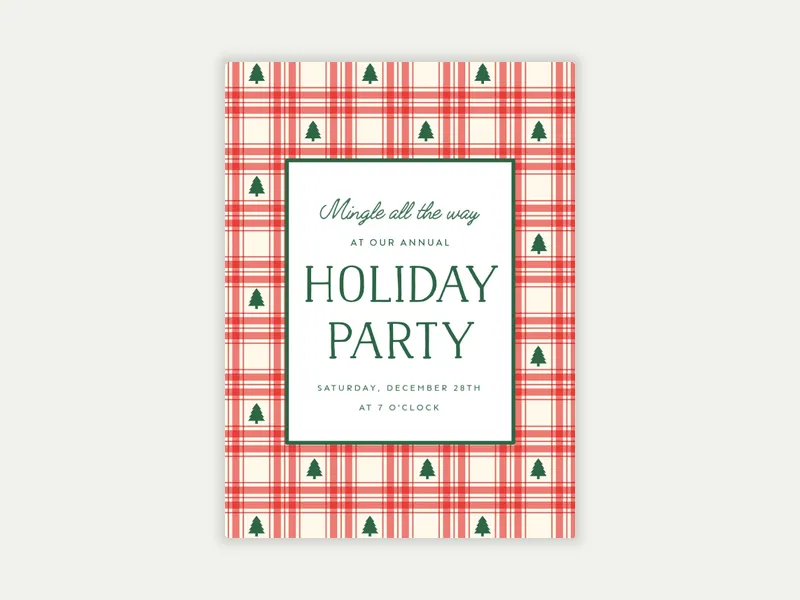 Classic Plaid Holiday Invitation free template design