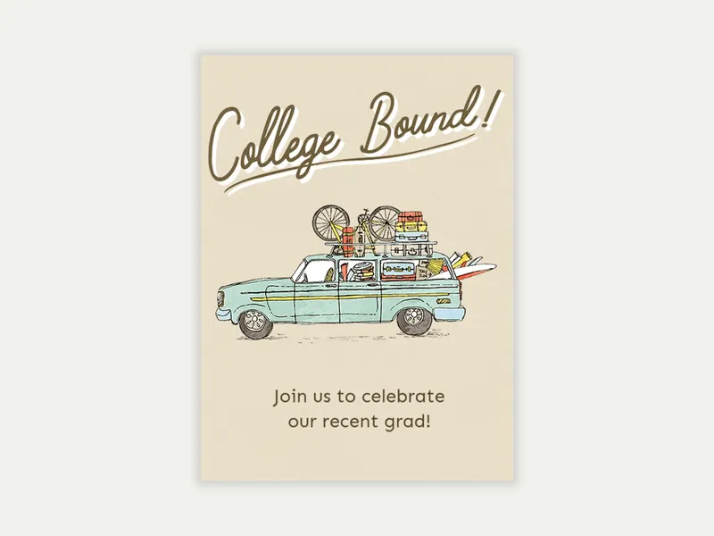 College Bound Wagon Invitation free template design
