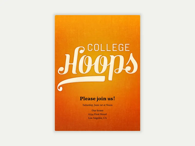 College Hoops Invitation free template design
