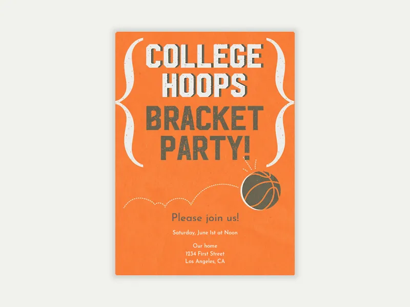 College Hoops Bracket Invitation free template design
