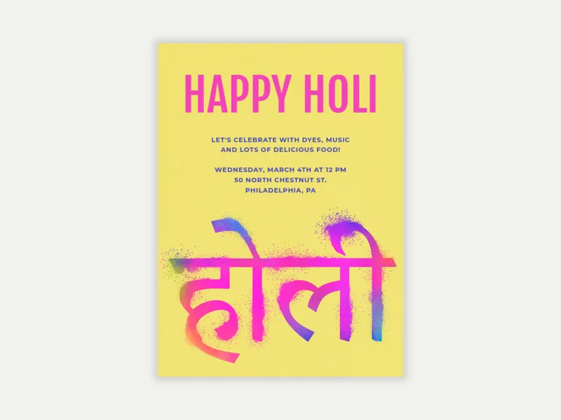Color Festival - holi - Invitation