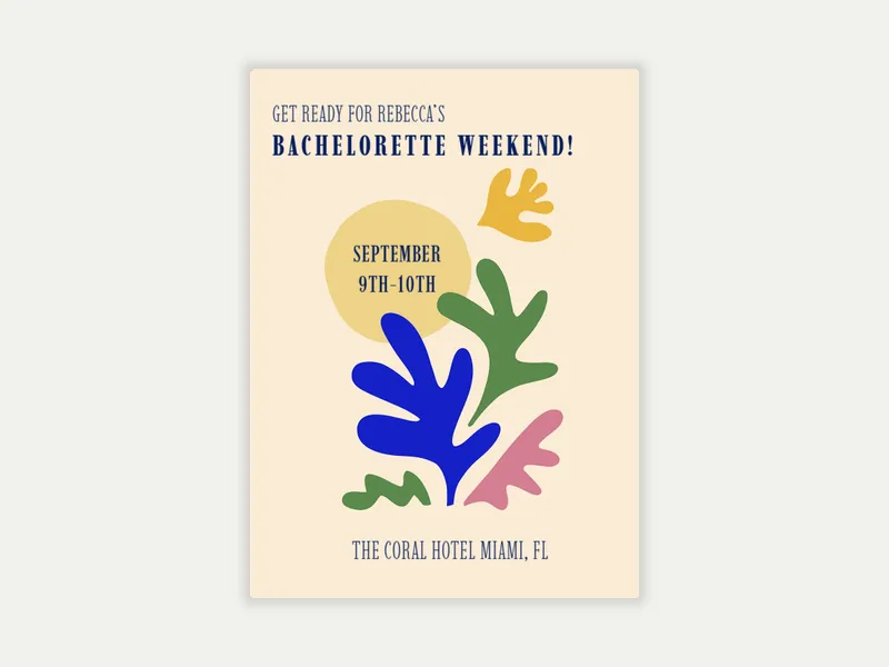 Colorful Corals - bachelorette - Invitation